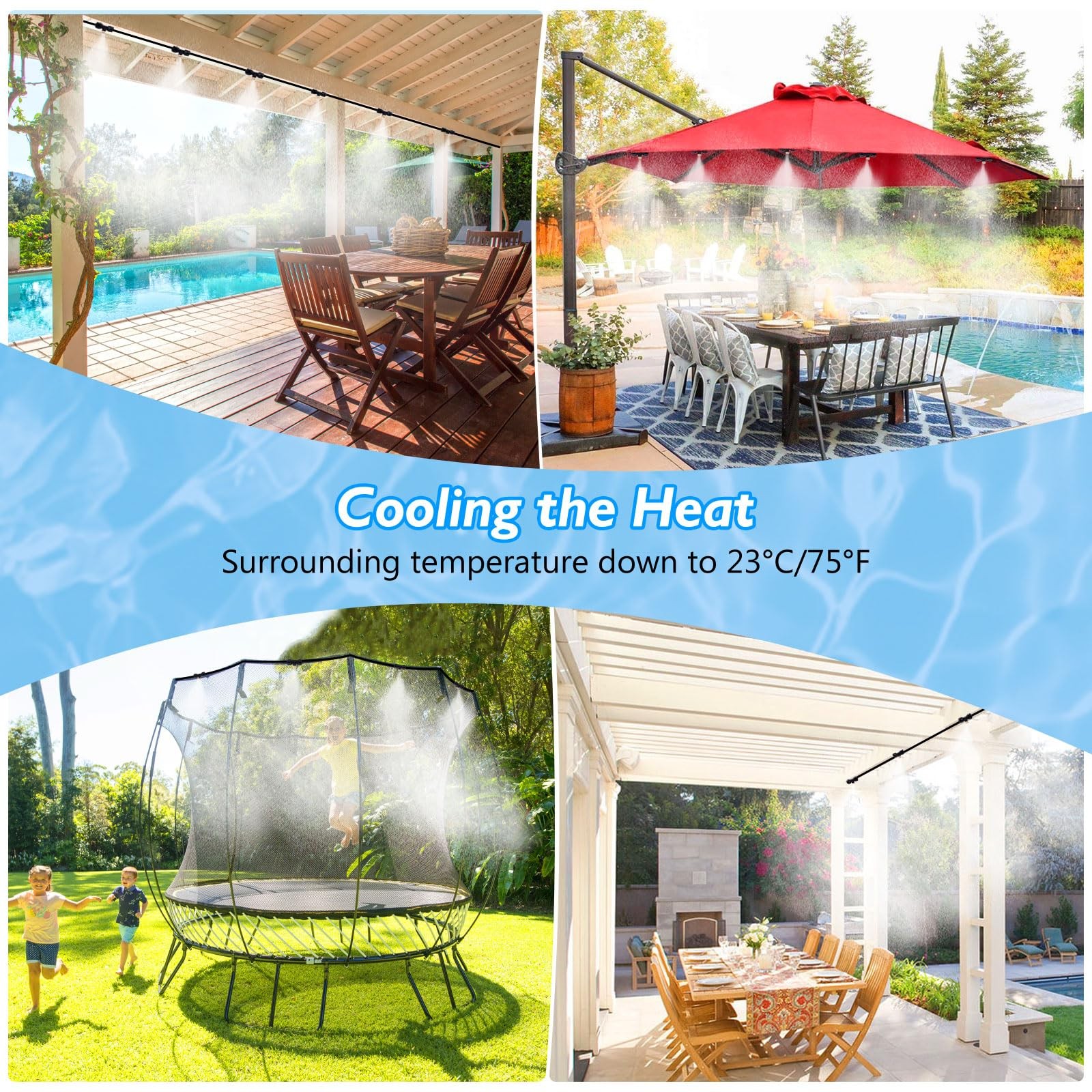 Misters for Outside Patio, 33FT Misting Cooling System Kit with Water Filter ...