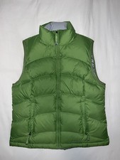 Vintage LL BEAN 0BDC9 Womens Size Small Green Reversible Goose Down Puffer Vest