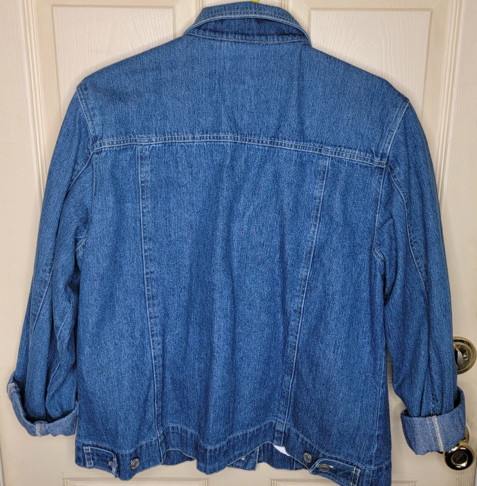 复古 Blassport 牛仔夹克女式 XL 蓝色牛仔布 — 第 2/4 张图片