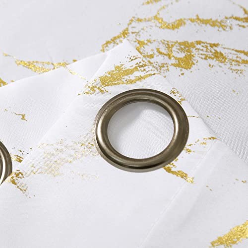  Gold Foil Print Linen Textured Curtains 52"W x 84"L (Pack of 2) Off White/Gold thumbnail 7