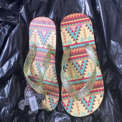 Blazin Roxx Girls Youth size 1/2 Glitter Flip Flops