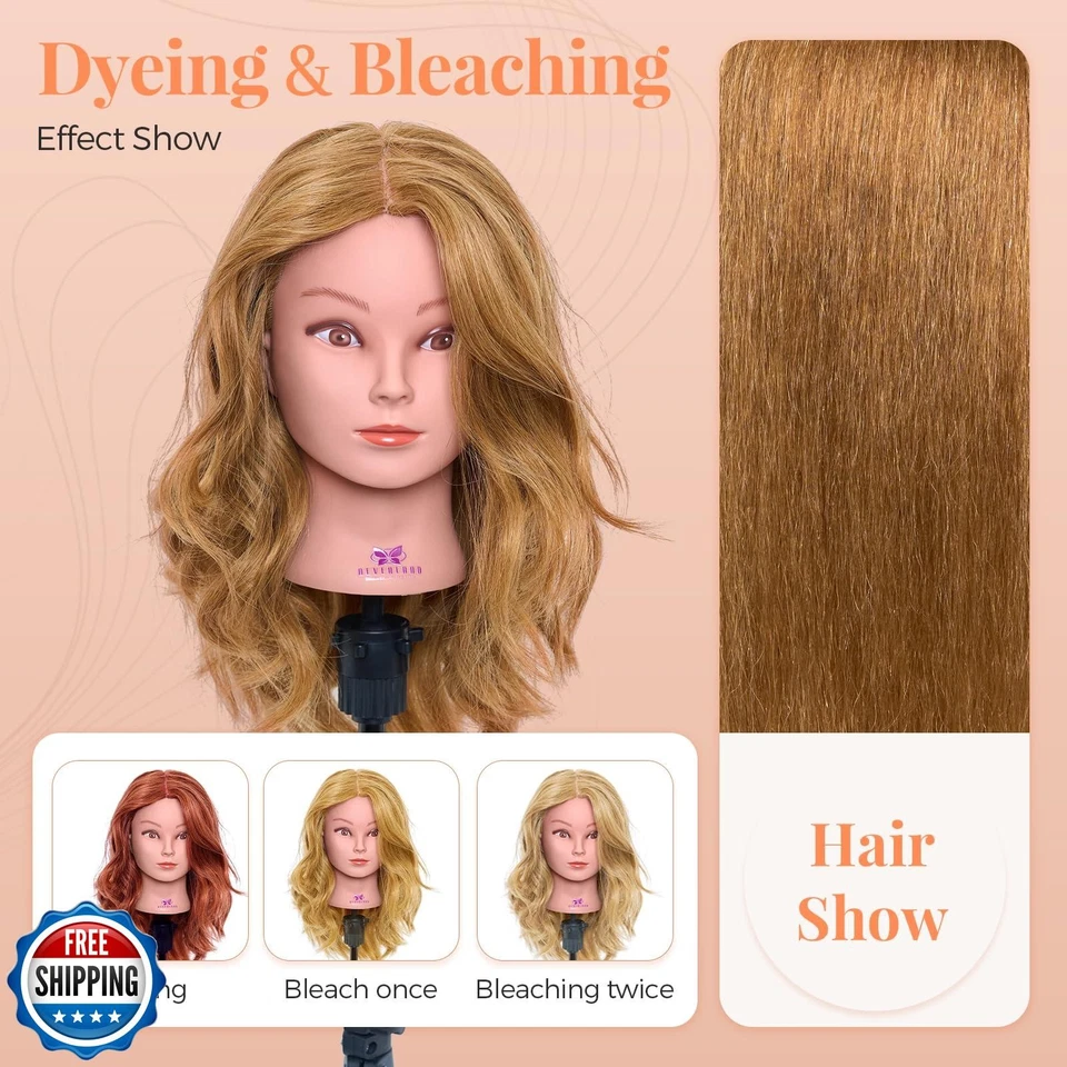 Neverland 18 Inch Mannequin Head Human Hair,100% Real Hair Braiding Cosmetolo - Image 3 of 4