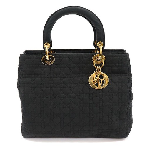 Dior CAM44570 Black Microfiber Cannage Lady Double Zip Large Tote Bag 148267459
