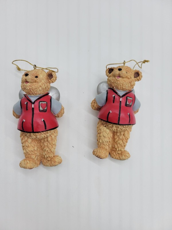 Wish Bear Love 2000-2001 Holiday Figure Ornament Lot of 2