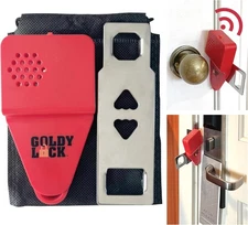 Goldy Lock Portable Alarm and Hotel Door for Home & Travel 1-Pack, Red 