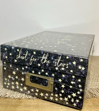 NOS Celestial Sun Moon Stars Picture Catalog File Decorative Storage Box
