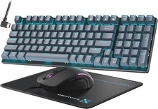 Mechanical Gaming Keyboard and Mouse, LED Backlit 98-Key Floating Keycap Gray 