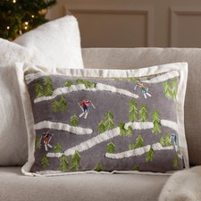 Image of Paoletti Winter Alpine Embroidered 100% Cotton Christmas Cushion