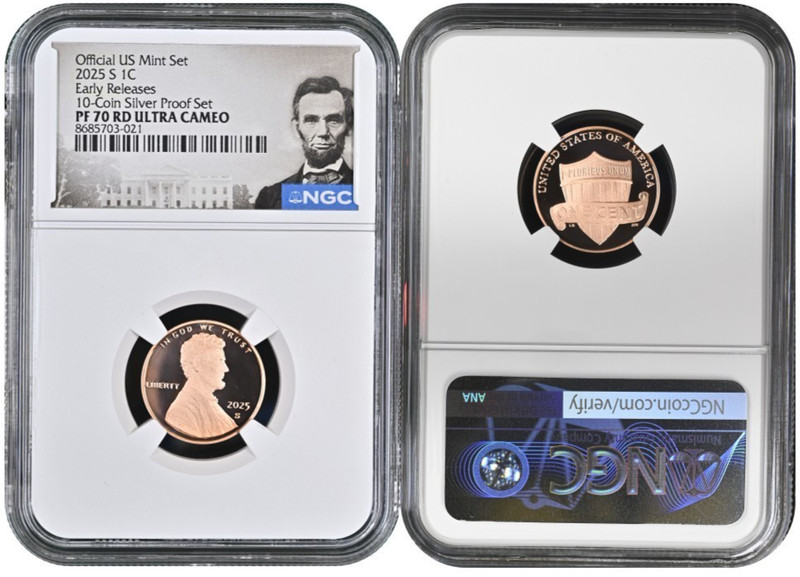 2025 S Lincoln Cent 1C From -10 Coin Silver  Set NGC PF 70 RD UC Early Releases