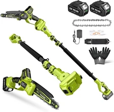 Electric Pole Saws for Tree Trimming 8 & 6 Mini Chainsaw Cordless2x4.0Ah Batt...