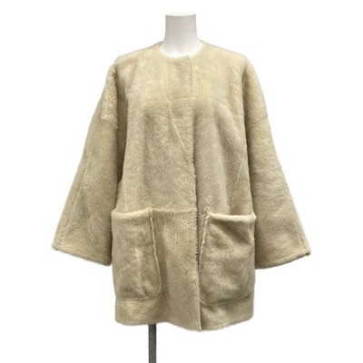 Max Mara Santos 2421416025 Cream Outer fabric Lambskin Women's Coat