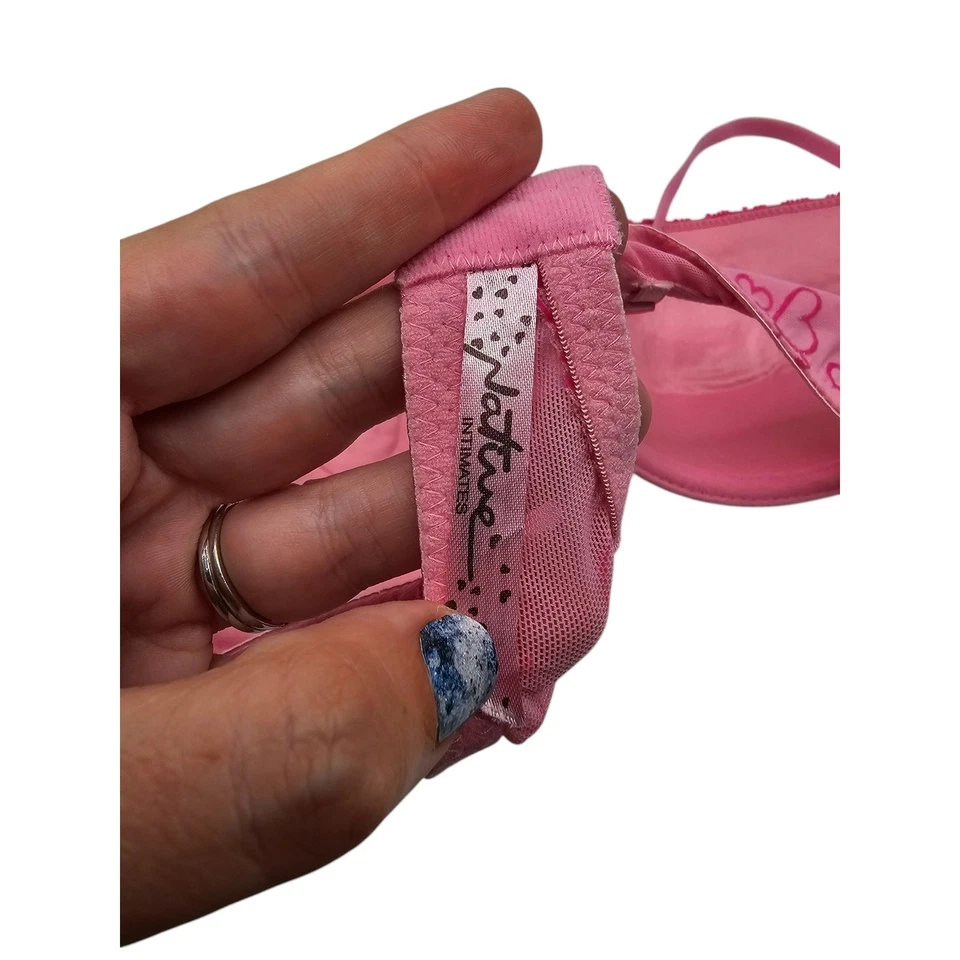 Sujetador Camiseta Vintage Y2K Native Intimates Talla 36C Rosa Estampado Corazón Malla Foto 4 de 4