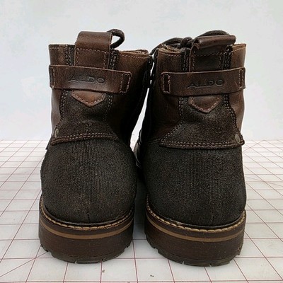 Aldo Ankle Boots Mens Size 12 Brown Leather Side Zip Lace Up  display picture 1