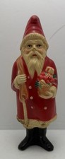 Antique 7 1/2 Celluloid Viscoloid Christmas Santa Claus Rattle Made In USA