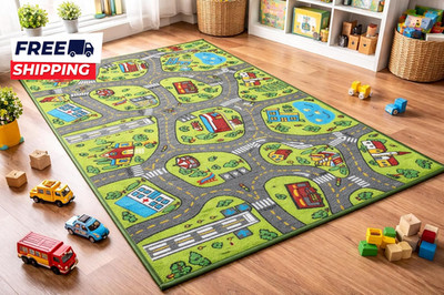 Kids Carpet Playmat Rug City Life Great for Playing with Cars and Toys