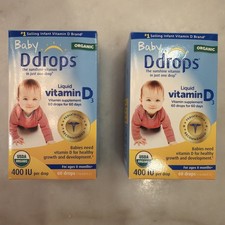 2X Organic baby Ddrops liquid vitamin D3 healthy growth  development 120 drops