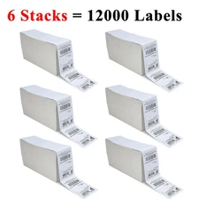 12000 4"x6" Fanfold Direct Thermal Shipping Labels Perforated for Zebra & Rollo