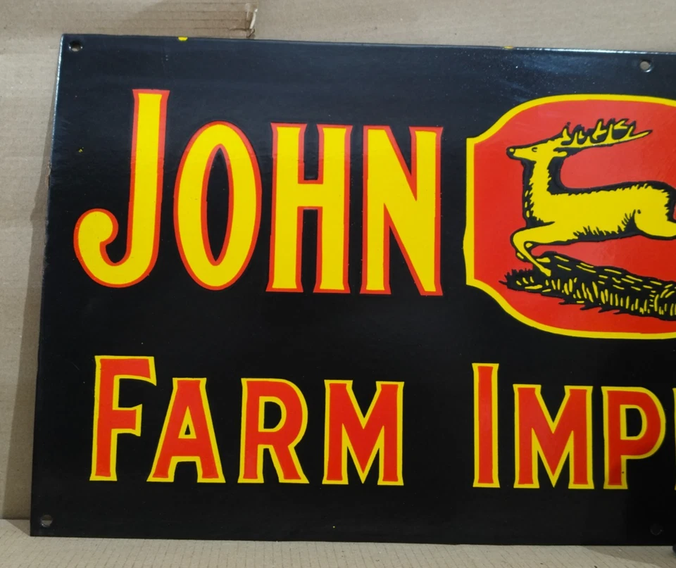 John Deere Farm Implements Porcelain Enamel Sign 36 x 15 Inches 1 Sided - Image 2 of 4