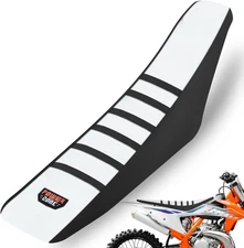 Gripper Rubber Dirt Bike Seat Cover - Universal Soft Black-White 