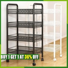 4/5 Tiers Vegetable Rack Fruit Storage Kitchen Utility Basket Trolley Cart Wheel