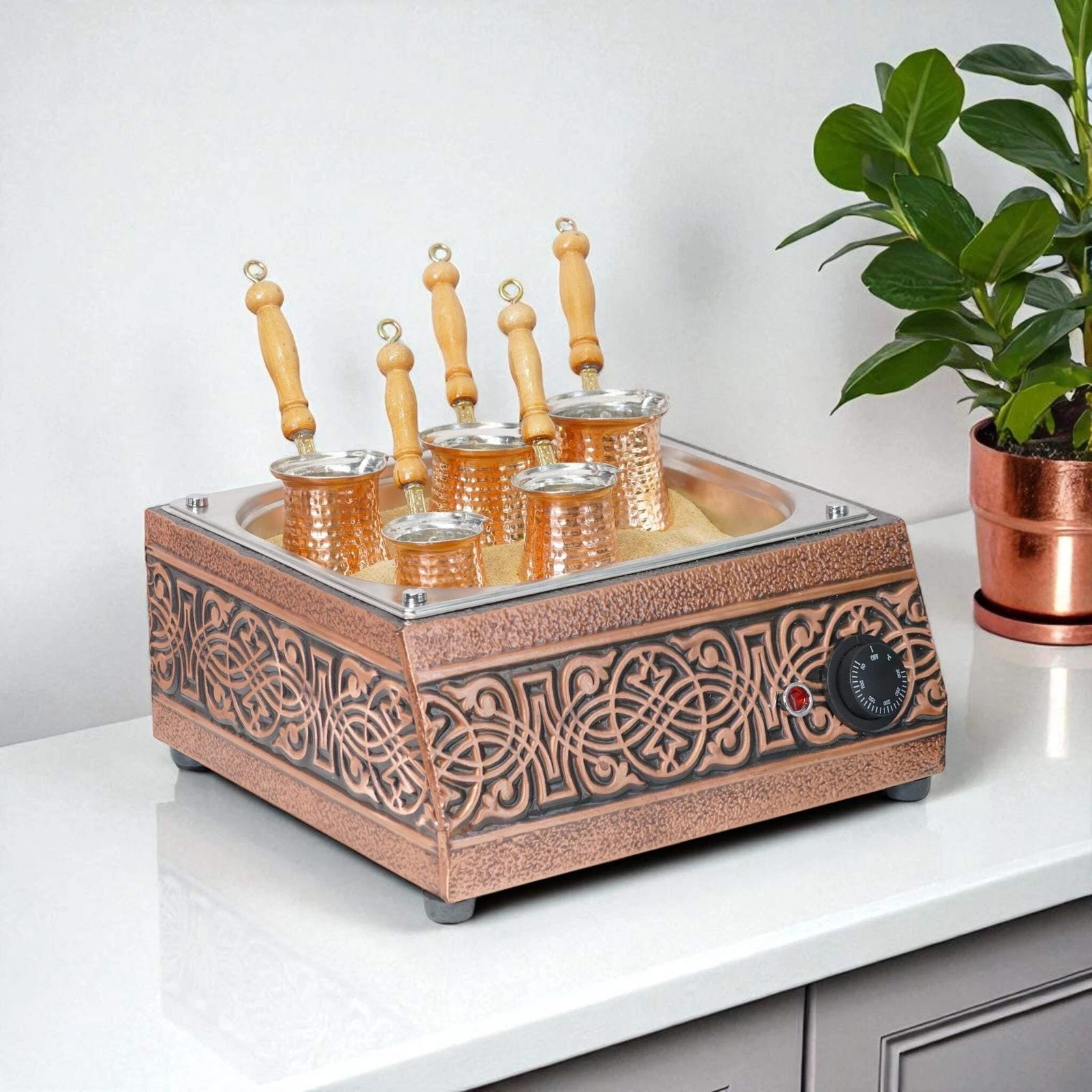 Traditional Handcrafted Copper Sand Coffee Maker Machine – 1000W, 110 or 220Volt