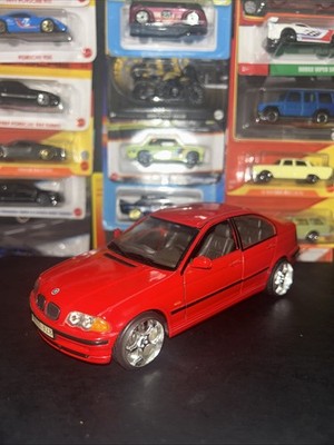 Welly BMW 328i very good condition red scale 1/24 wheel swap 