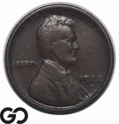 1922-D Lincoln Cent Wheat Penny, Scarcer Weak D, VF+