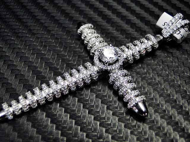 Sterling Silver Fancy Cubic Zirconia Cross Pendant Charm White Stones  Unisex