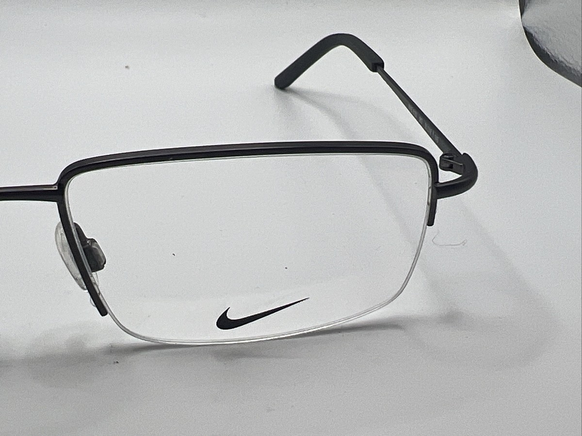NIKE 8182 063 55/18 145 men's half rim brown frames Y238 | eBay