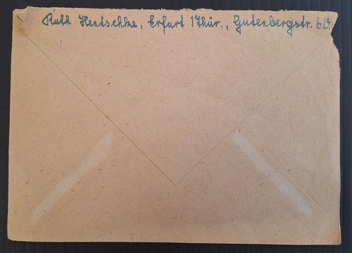 1945 Germany (Thuringen) Cover ties 12 Pfg stamp Erfurt to Berlin - Picture 2 of 2