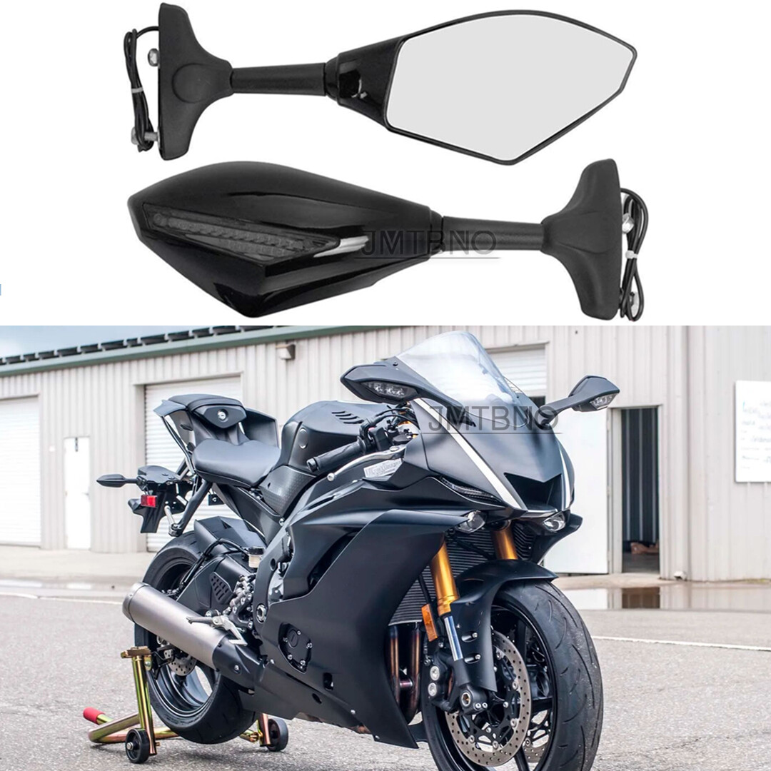 Motorcycle Rearview Mirrors LED Turn Signal Light For Yamaha