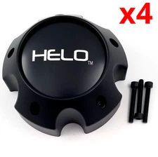 Set of 4 Helo Satin Black HE878 HE886 Bolt On 5X5.5 Center Cap 1079L145AHE1SB