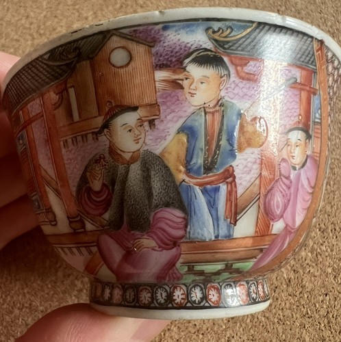 Antico set mandarino cinese, 2 ciotole da tè, 1 piattino e 1 tazza da caffè, XVIII secolo - Foto 19 di 24
