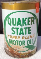 Vintage 1960's Quaker State Super Blend Oil 1 Quart - EMPTY