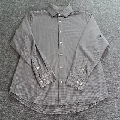 Mizzen Main Shirt Mens Size Large Gray White Check Button Up Spinmaker 