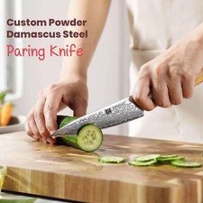 XINZUO B37 Damascus Steel Steak Knife 73 Layers 62-64 HRC Olive Wood Handle