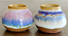 2 Miniature Clay Bowl Vases 1.25" Tall