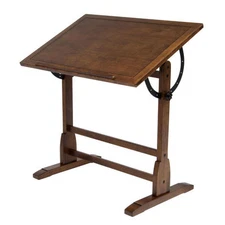 Vintage Drafting Table Rustic Oak Adjustable Drawing Base Architect Wood New