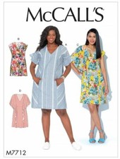 McCalls Sewing Pattern 7712 Pullover Dress Pockets Size XS-XL
