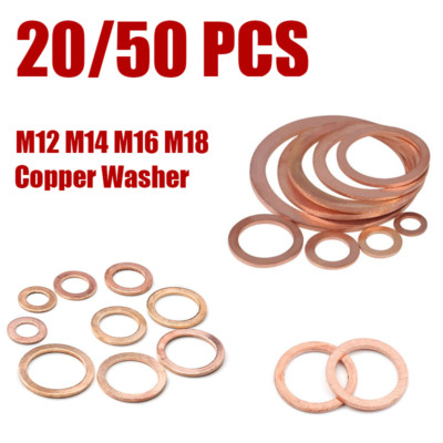 20/50x Copper Crush Washer O-Ring Gasket Seal Flat Oil Gasket M12 M14 M16 M18