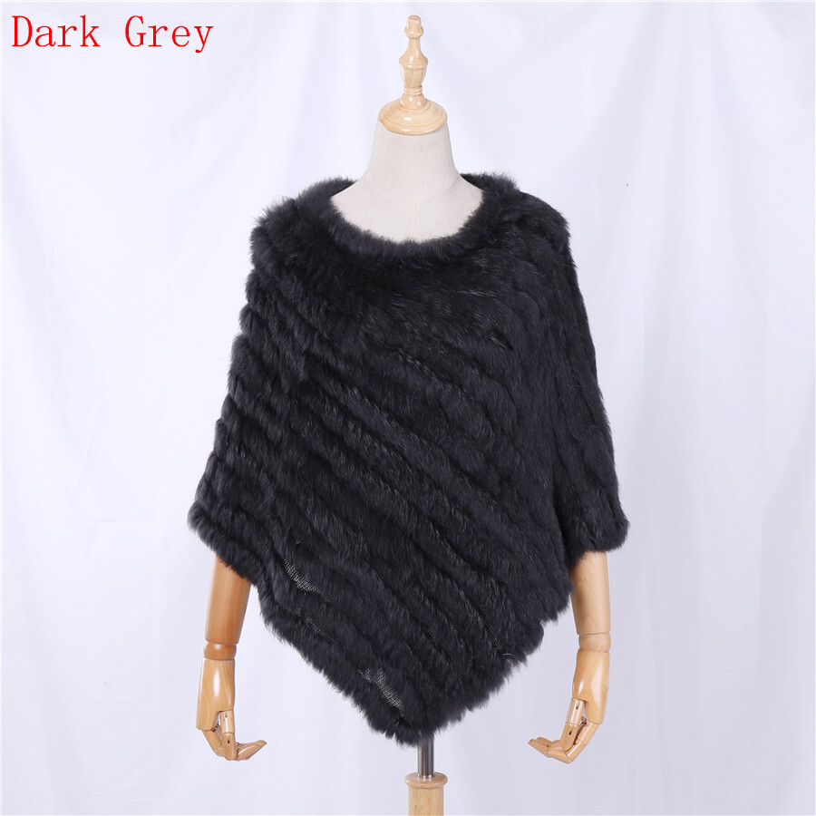Lady Real Rabbit Hair Poncho Women Fashion Knitted Shawl Top Pullover ...