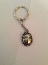 Egyptian Scarab SPP made of fine English Pewter on a split ring keyring