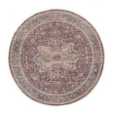 8'x8' Light Burgundy Wool Thick and Plush Hand Knotted Round Oriental Rug R65612