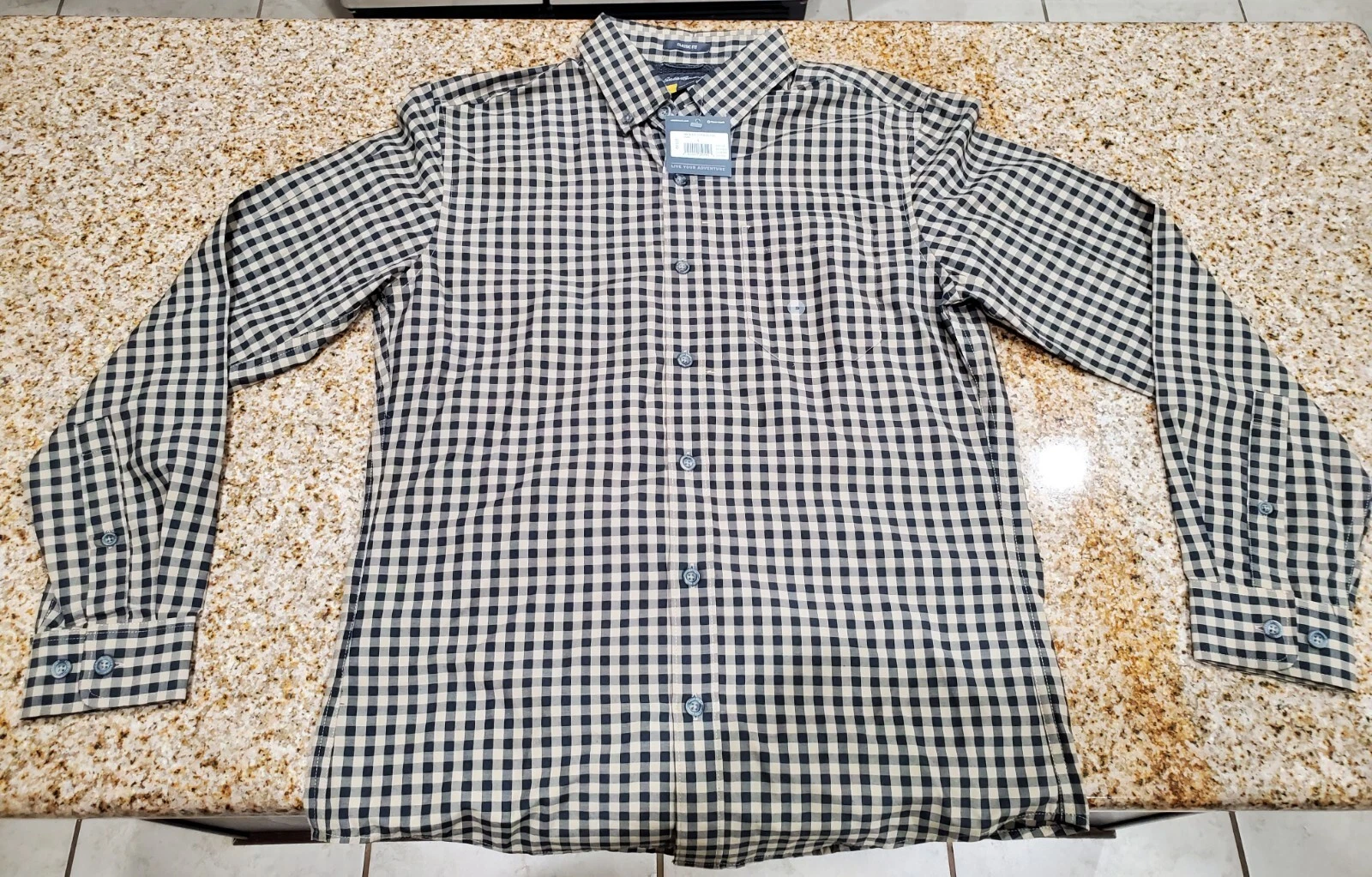 Eddie Bauer Mens Mr. On The Gi Poplin Long Sleeve Small Flax New With Tags