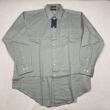 Nautica Shirt Mens 17 34/35 Green Button Up Long Sleeve