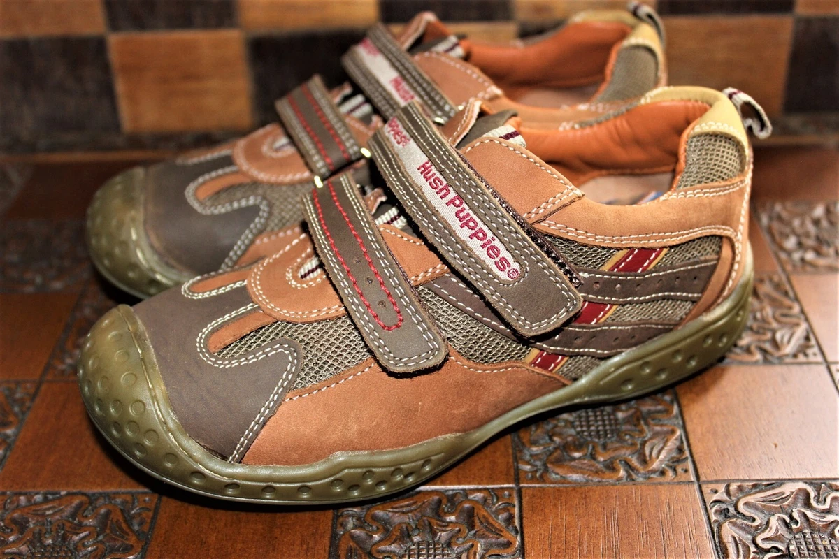 Hush Puppies Go Fast Strap Leather Shoes Tan Size UK 13 EURO 32 USA 13.5 20.5cm