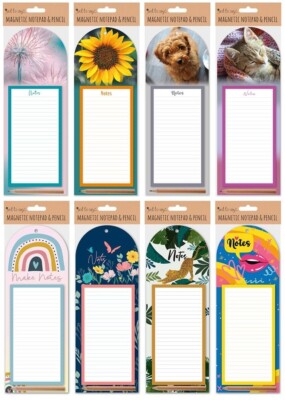 BG GROSSPACKUNGSPREIS 8 x Magnetische Einkaufsliste Planer Jotter Block & Bleistift, Sortiert