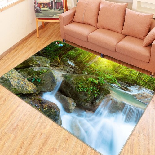 3D Rock Waterfall K035 Non Slip Rug Mat Elegant Photo Carpet Panda - Picture 2 of 5