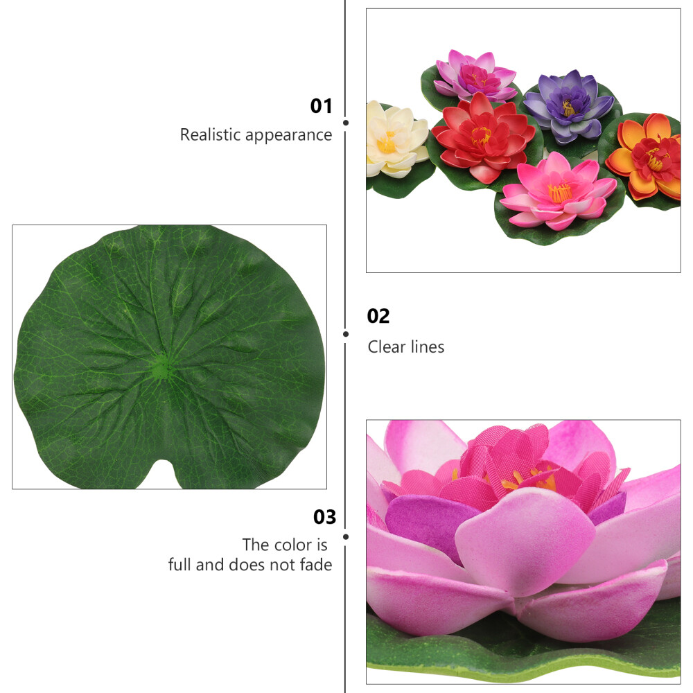 10 Pcs Pond Ornament Artificial Plant Fake Lily Pads for Ponds Water
