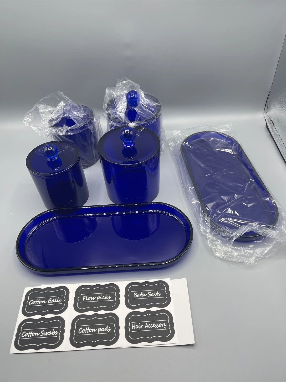 Purple Plastic Acrylic Bathroom Vanity Countertop Canister Jars